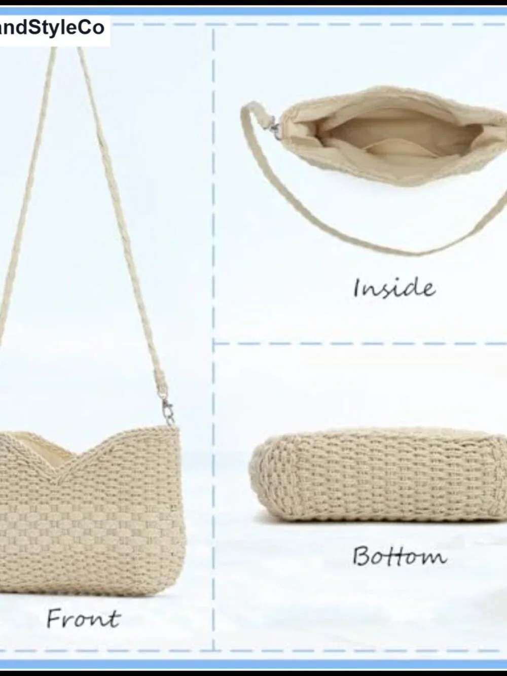 Handmade Woven Straw Shoulder Bag with Removable Strap Summer Beach Purse